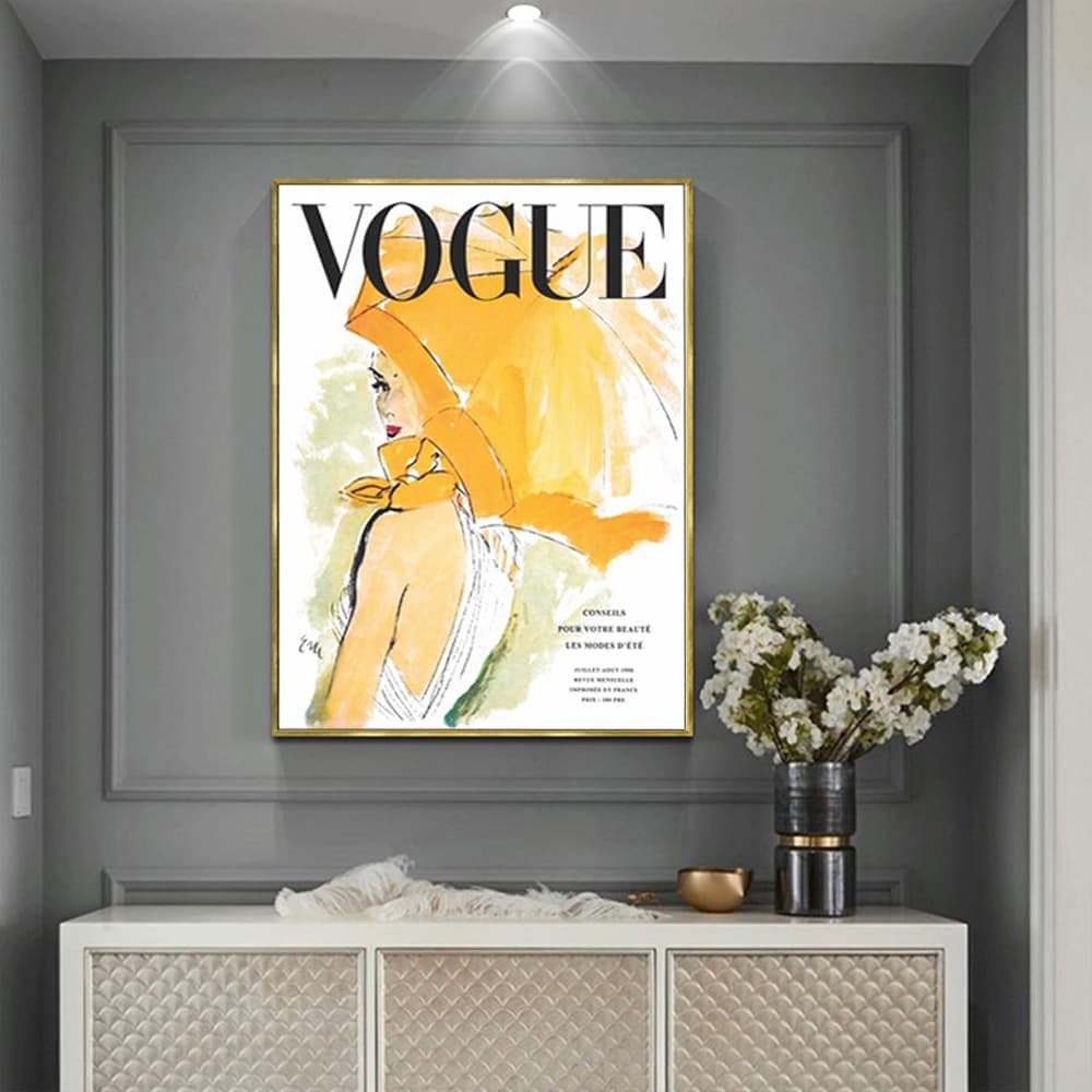 Wall Art 50cmx70cm Vogue Girl Gold Frame Canvas - V207-1238 Wall Art 50cmx70cm Vogue Girl Gold Frame Canvas - Image 2