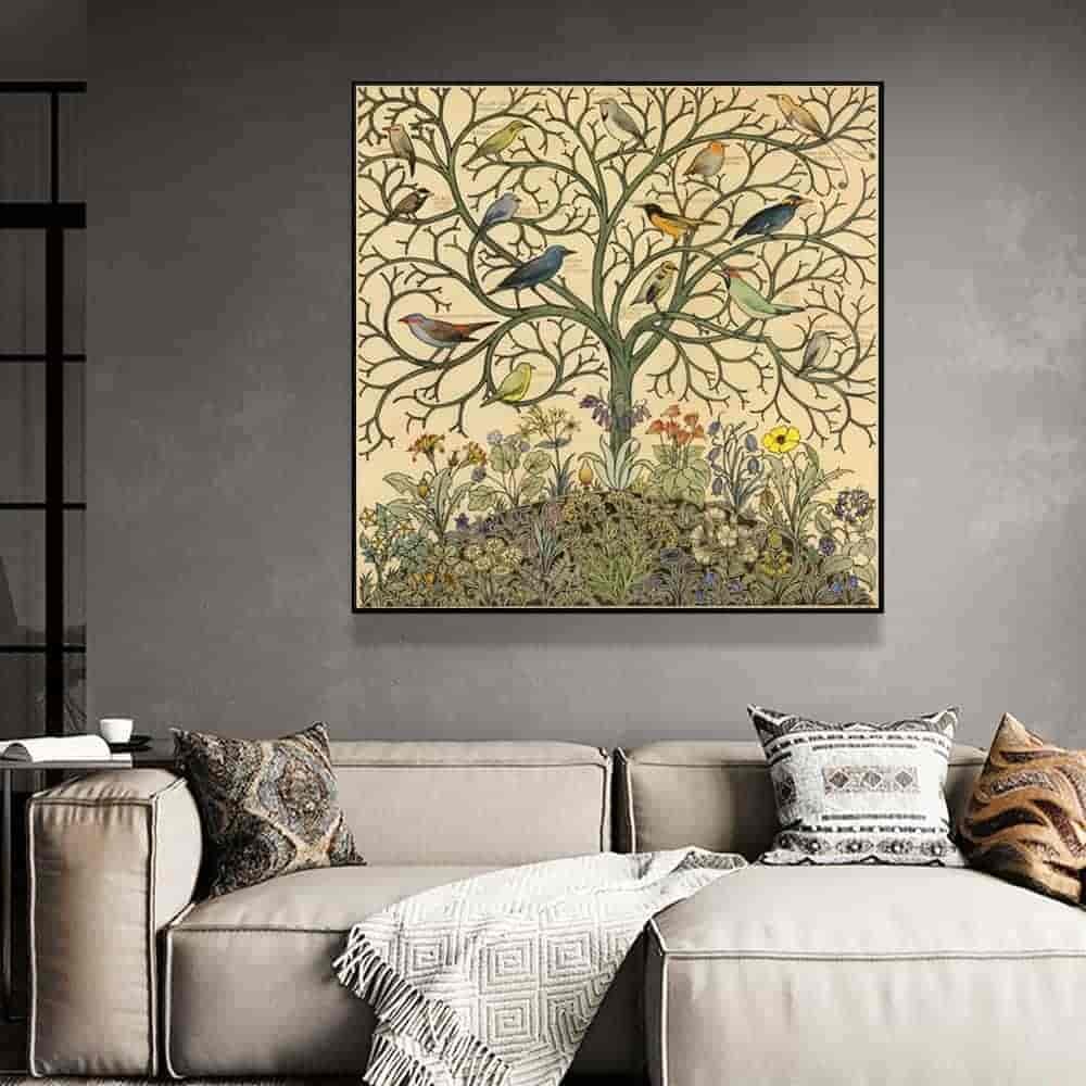 Wall Art 70cmx70cm Tree Of Life Black Frame Canvas - V207-1345 V207 1345 65069 02