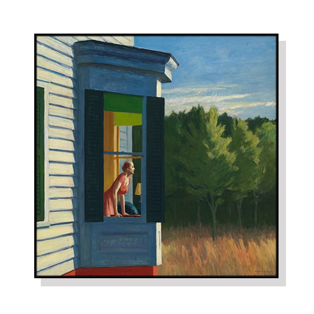 Wall Art 70cmx70cm Cape Cod Morning By Edward Hopper Black Frame Canvas - V207-1481 Wall Art 70cmx70cm Cape Cod Morning By Edward Hopper Black Frame Canvas