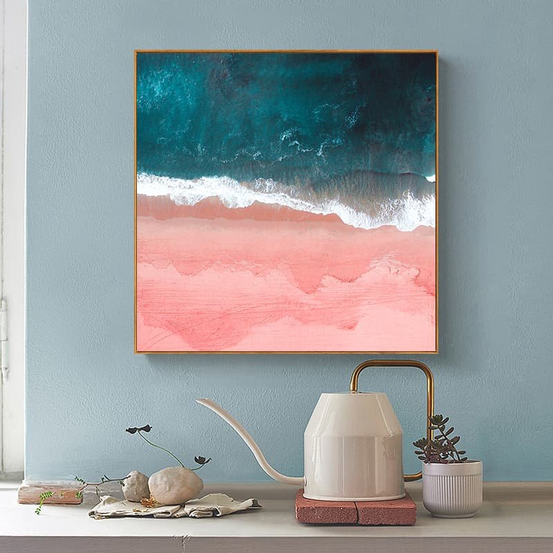 Wall Art 70cmx70cm Pink Sea Wood Frame Canvas - V207-1640 Wall Art 70cmx70cm Pink Sea Wood Frame Canvas - Image 3
