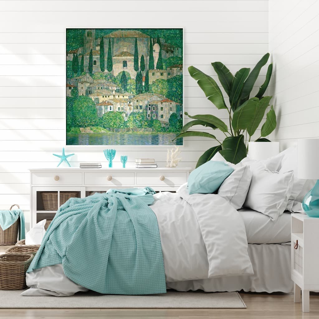 Wall Art 90cmx90cm Kirche In Cassone by Gustav Klimt White Frame Canvas - V207-1692.2 Wall Art 90cmx90cm Kirche In Cassone by Gustav Klimt White Frame Canvas - Image 3