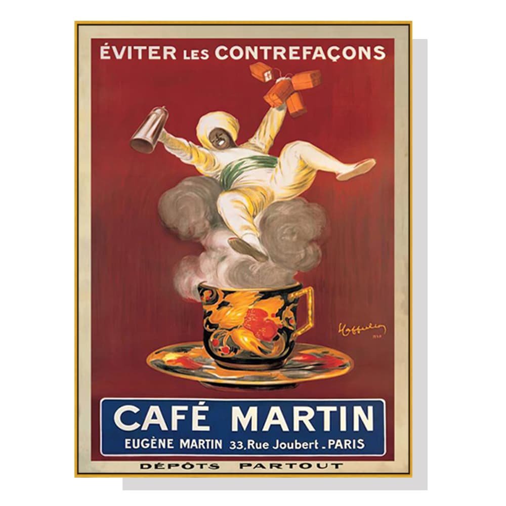 Wall Art 90cmx135cm Cafe Martin Gold Frame Canvas - V207-1847.2 Wall Art 90cmx135cm Cafe Martin Gold Frame Canvas
