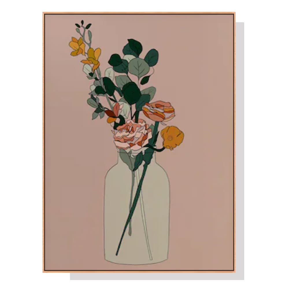 Wall Art 90cmx135cm Boho Floral Wood Frame Canvas - V207-1927.2 Wall Art 90cmx135cm Boho Floral Wood Frame Canvas