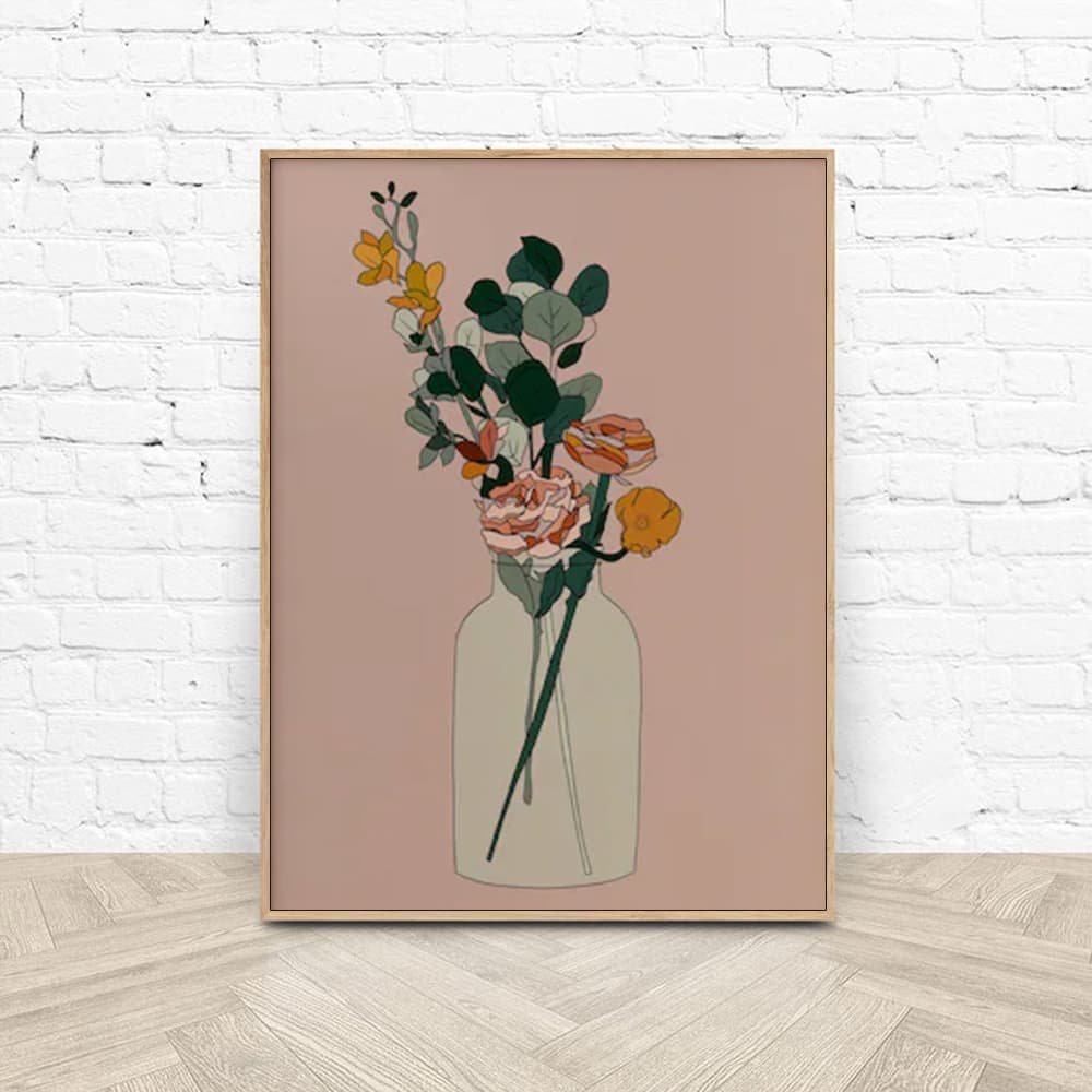 Wall Art 90cmx135cm Boho Floral Wood Frame Canvas - V207-1927.2 Wall Art 90cmx135cm Boho Floral Wood Frame Canvas - Image 2