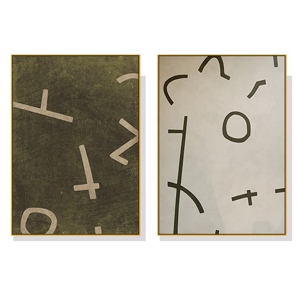 Wall Art 90cmx135cm Neutral Composition 2 Sets Gold Frame Canvas - V207-2040.3 Wall Art 90cmx135cm Neutral Composition 2 Sets Gold Frame Canvas