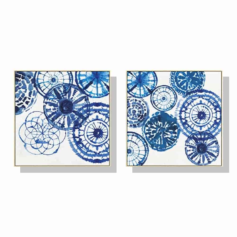 Wall Art 90cmx90cm Blue Day 2 Sets Gold Frame Canvas - V207-2062.3 Wall Art 90cmx90cm Blue Day 2 Sets Gold Frame Canvas