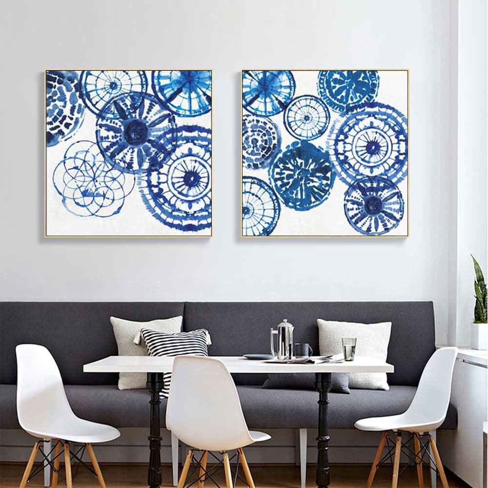 Wall Art 90cmx90cm Blue Day 2 Sets Gold Frame Canvas - V207-2062.3 Wall Art 90cmx90cm Blue Day 2 Sets Gold Frame Canvas - Image 2