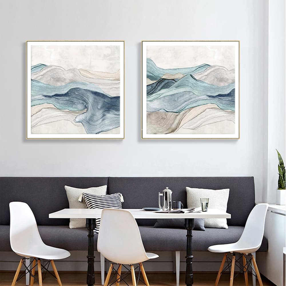 Wall Art 40cmx40cm Blue Mountain 2 Sets Gold Frame Canvas - V207-2094.1 Wall Art 40cmx40cm Blue Mountain 2 Sets Gold Frame Canvas - Image 3