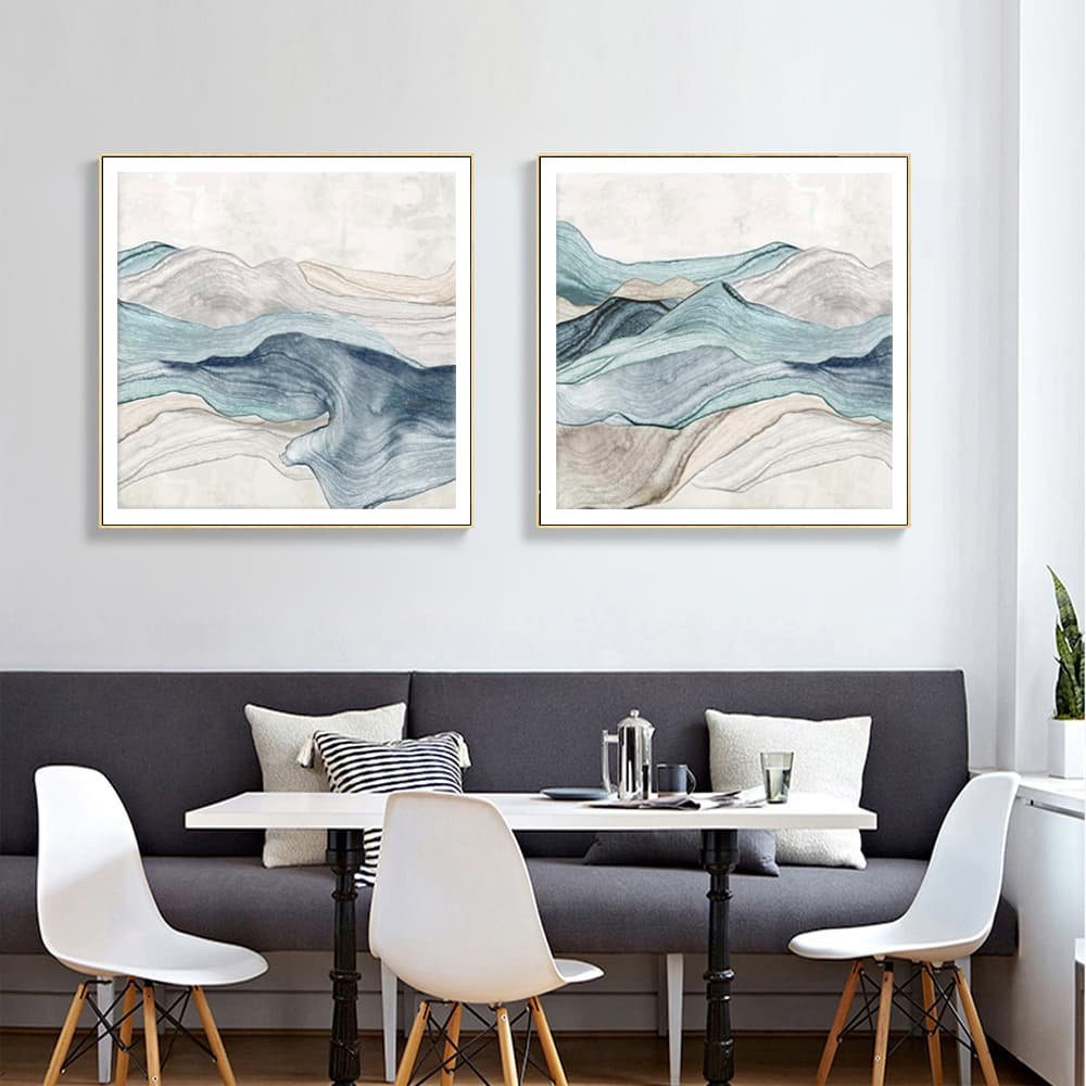 Wall Art 90cmx90cm Blue Mountain 2 Sets Gold Frame Canvas - V207-2094.3 Wall Art 90cmx90cm Blue Mountain 2 Sets Gold Frame Canvas - Image 3