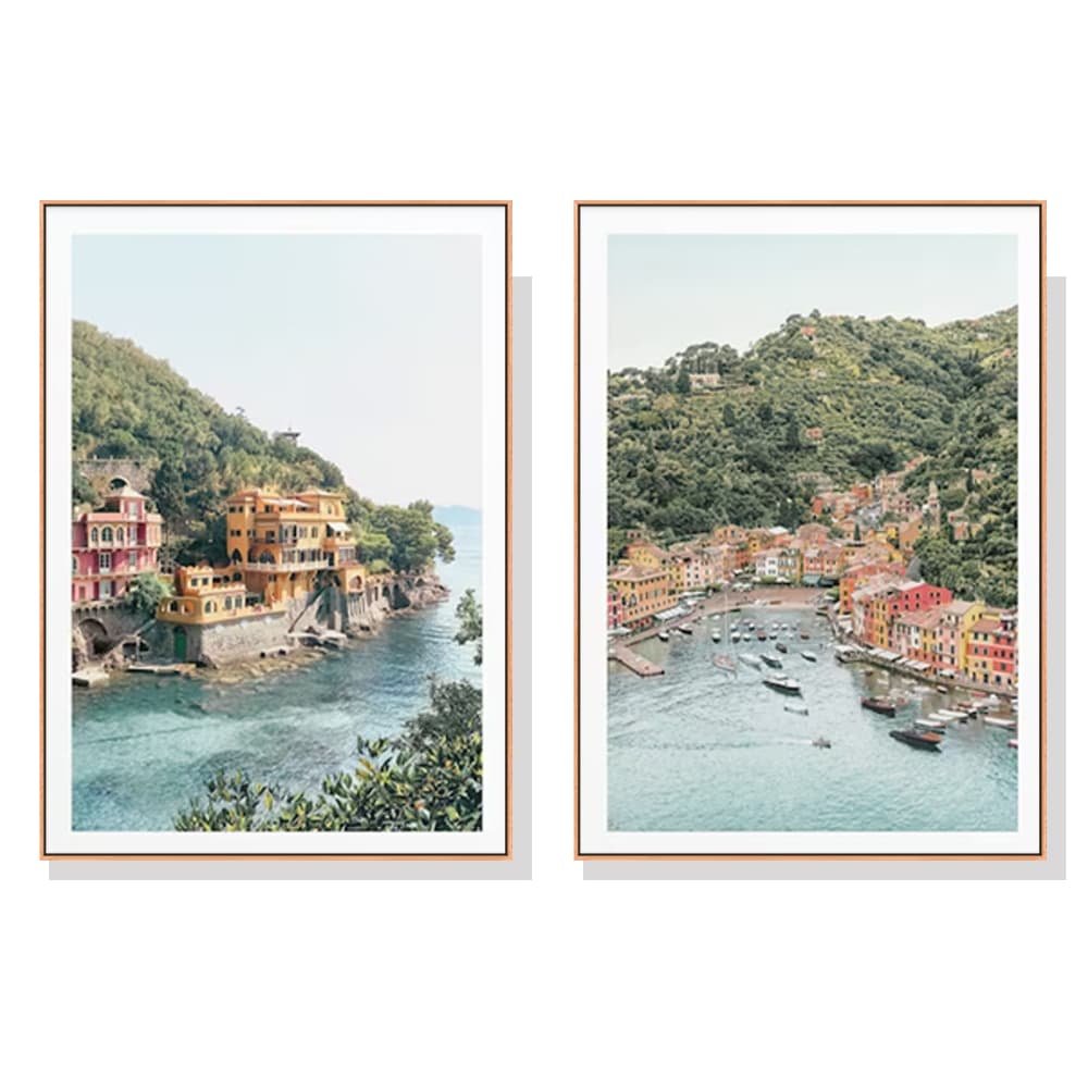 Wall Art 80cmx120cm Italy Coast 2 Sets Wood Frame Canvas - V207-2138.2 Wall Art 80cmx120cm Italy Coast 2 Sets Wood Frame Canvas