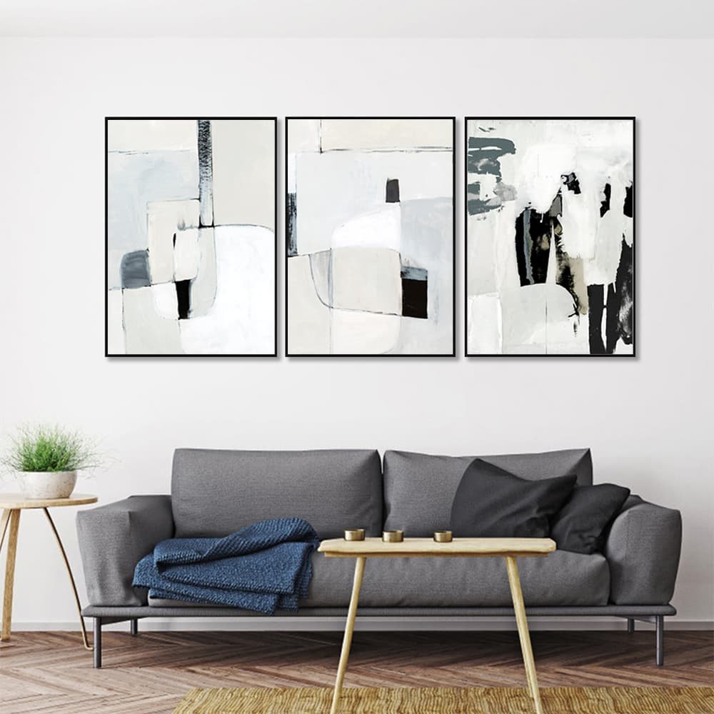 Wall Art 80cmx120cm Soft Spoken 3 Sets Black Frame Canvas - V207-2148.2 Wall Art 80cmx120cm Soft Spoken 3 Sets Black Frame Canvas - Image 2