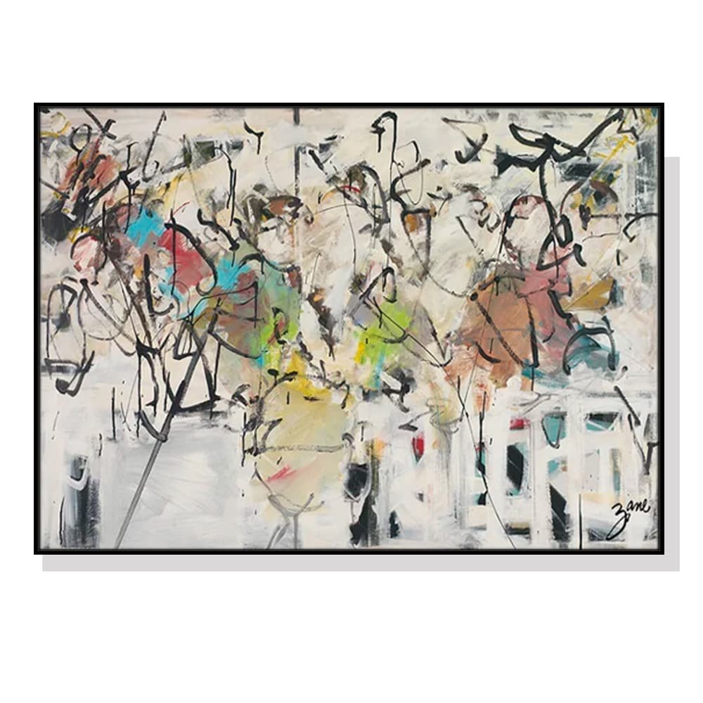 Wall Art 70cmx100cm Abstract White Dream Black Frame Canvas - V207-2153 Wall Art 70cmx100cm Abstract White Dream Black Frame Canvas