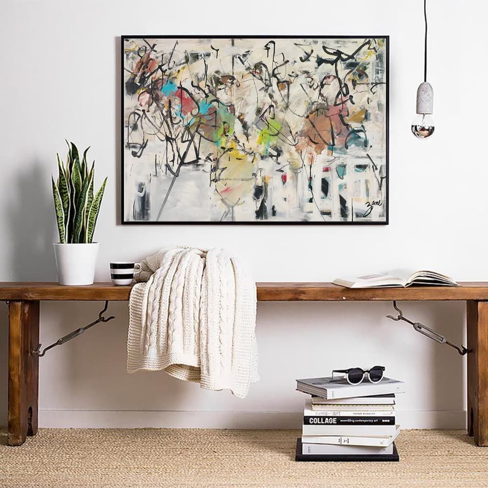 Wall Art 70cmx100cm Abstract White Dream Black Frame Canvas - V207-2153 Wall Art 70cmx100cm Abstract White Dream Black Frame Canvas - Image 2