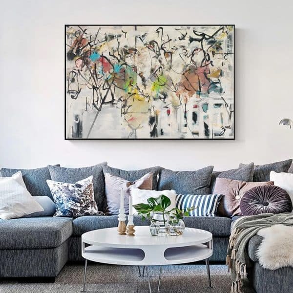 Wall Art 70cmx100cm Abstract White Dream Black Frame Canvas - V207-2153 Wall Art 70cmx100cm Abstract White Dream Black Frame Canvas - Image 3