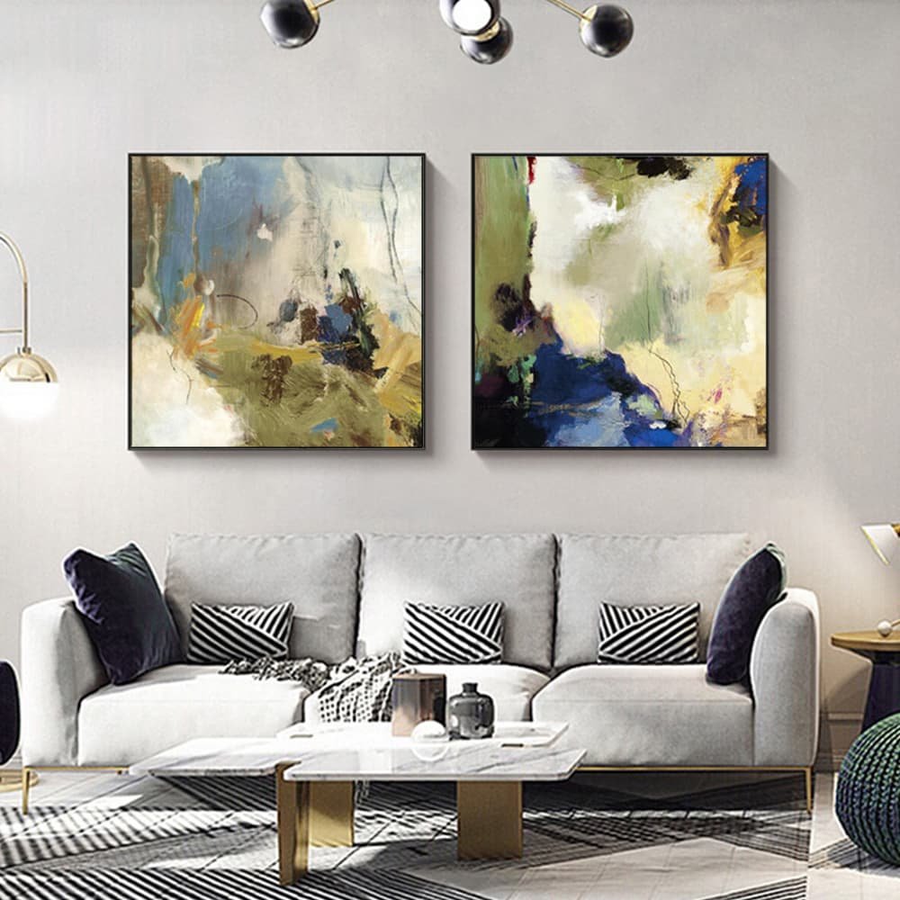 Wall Art 40cmx40cm Abstract Blue 2 Sets Black Frame Canvas - V207-2218.1 Wall Art 40cmx40cm Abstract Blue 2 Sets Black Frame Canvas - Image 2