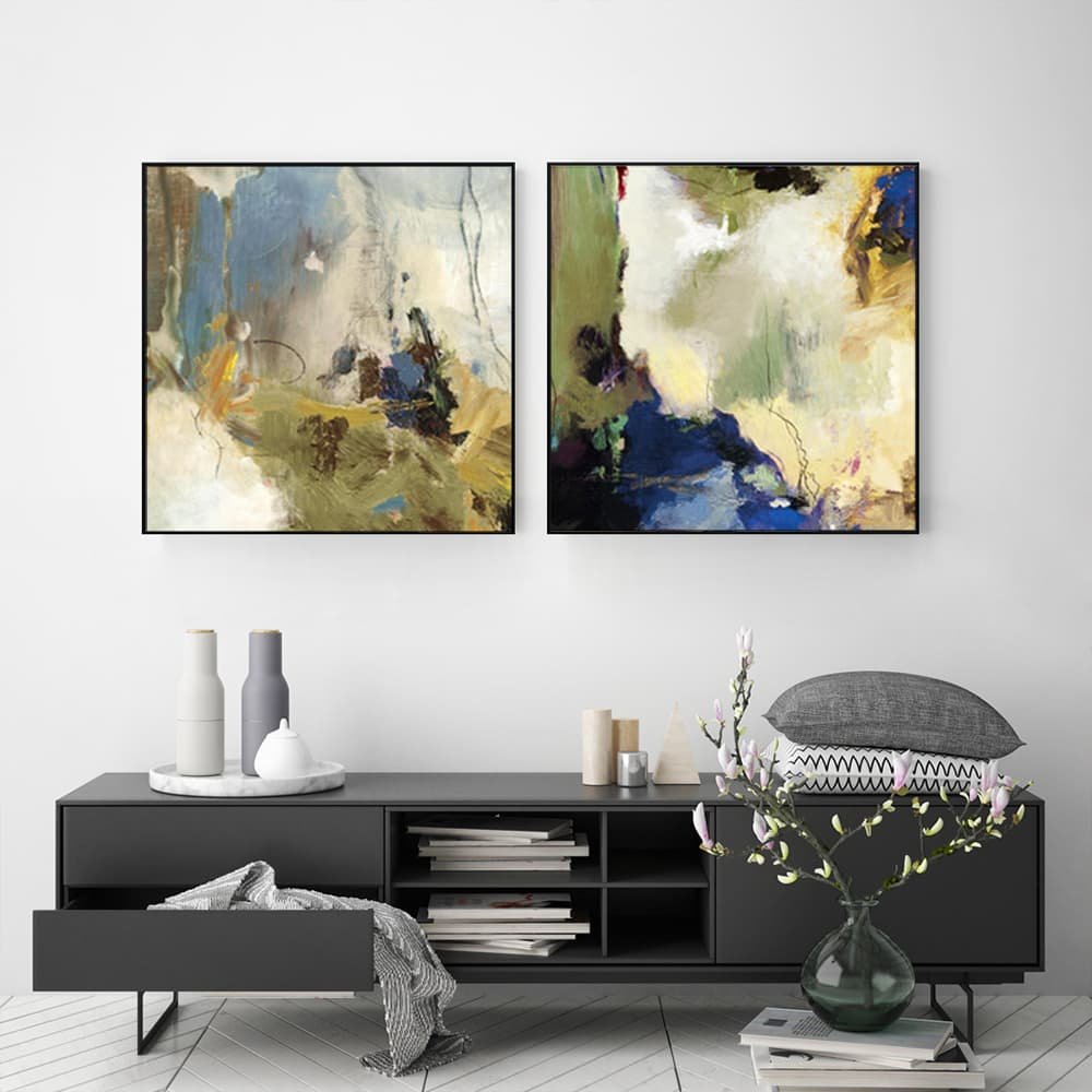 Wall Art 40cmx40cm Abstract Blue 2 Sets Black Frame Canvas - V207-2218.1 Wall Art 40cmx40cm Abstract Blue 2 Sets Black Frame Canvas - Image 3