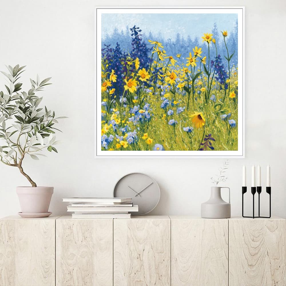Wall Art 50cmx50cm Joyful In July White Frame Canvas - V207-2232 Wall Art 50cmx50cm Joyful In July White Frame Canvas - Image 2