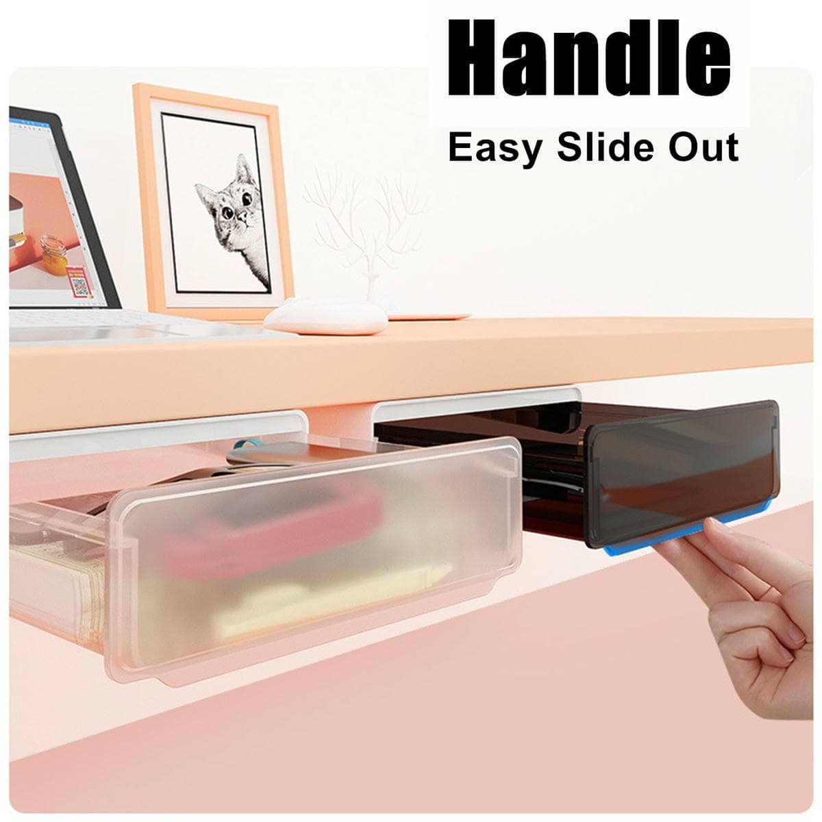 Under Desk Drawer Slide-out Large Office Organizers and Storage Drawers - Small Clear - V213-DRAWER-A-SCLR Under Desk Drawer Slide-out Large Office Organizers and Storage Drawers - Small Clear - Image 3