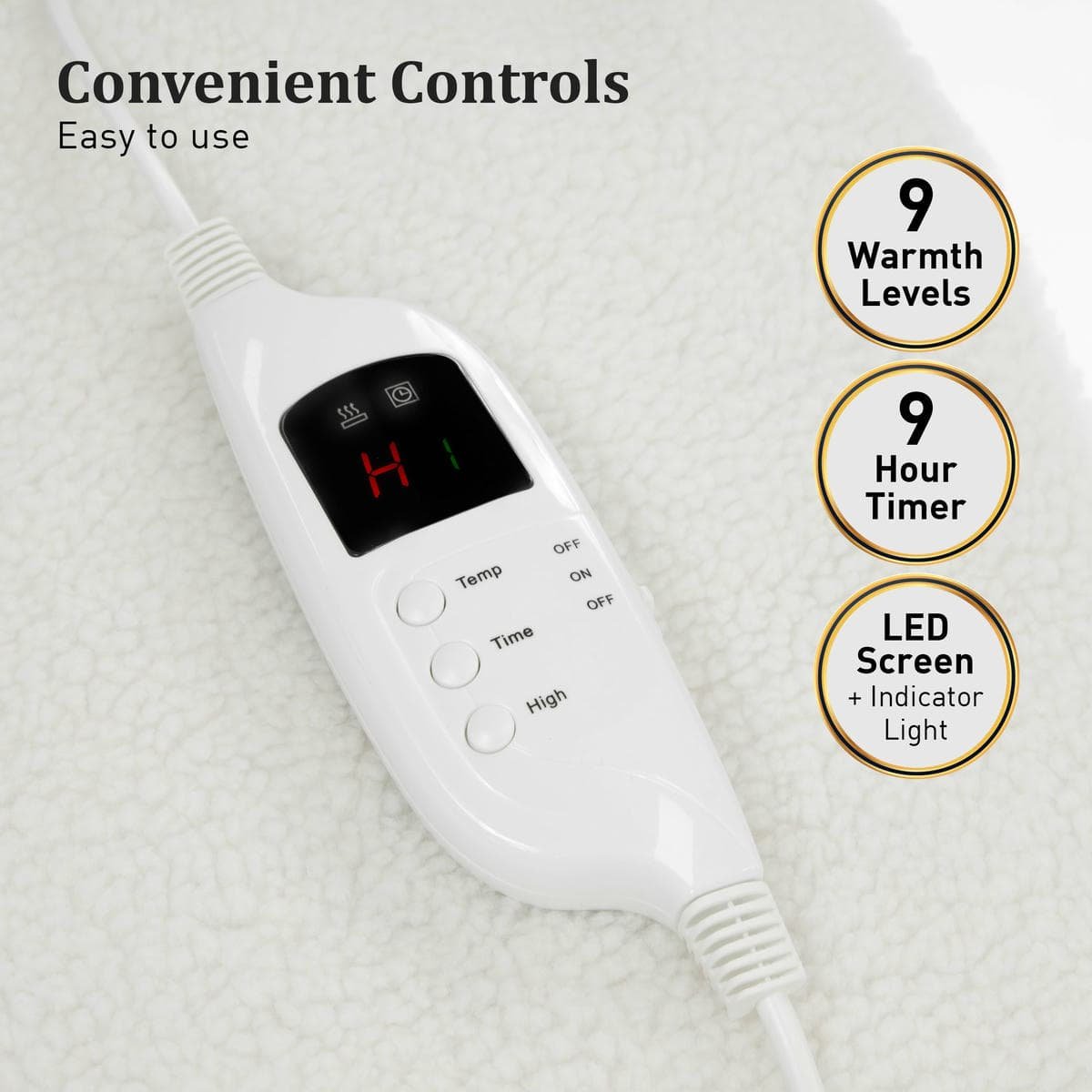 Laura Hill Single Electric Heated Underlay Blanket Fleecy Fabric with Timer - V240-BKT-FLC-CRM-SN Laura Hill Single Electric Heated Underlay Blanket Fleecy Fabric with Timer - Image 6
