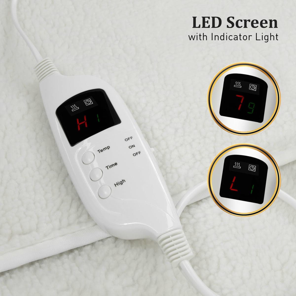 Laura Hill Single Electric Heated Underlay Blanket Fleecy Fabric with Timer - V240-BKT-FLC-CRM-SN Laura Hill Single Electric Heated Underlay Blanket Fleecy Fabric with Timer - Image 7