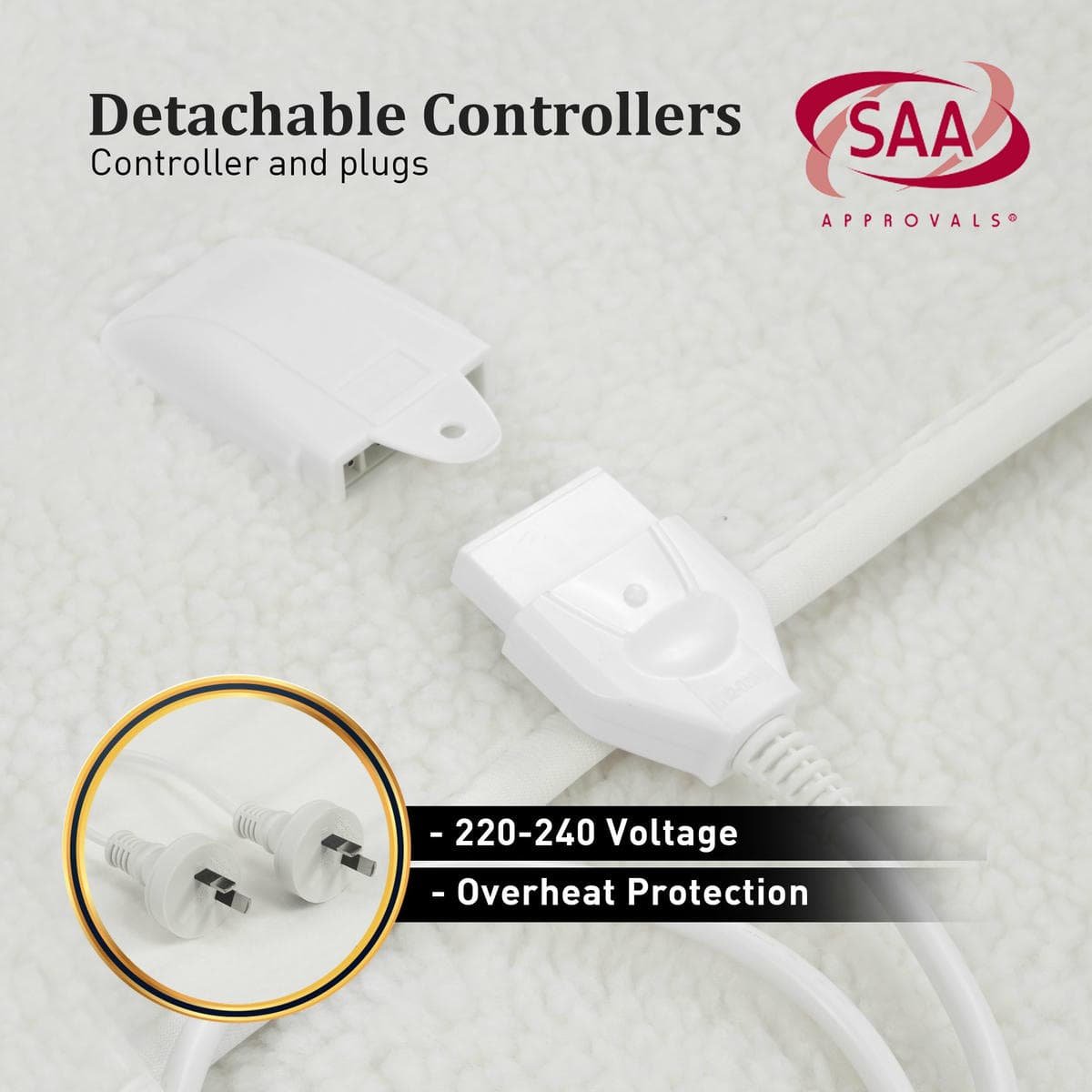 Laura Hill Single Electric Heated Underlay Blanket Fleecy Fabric with Timer - V240-BKT-FLC-CRM-SN Laura Hill Single Electric Heated Underlay Blanket Fleecy Fabric with Timer - Image 8