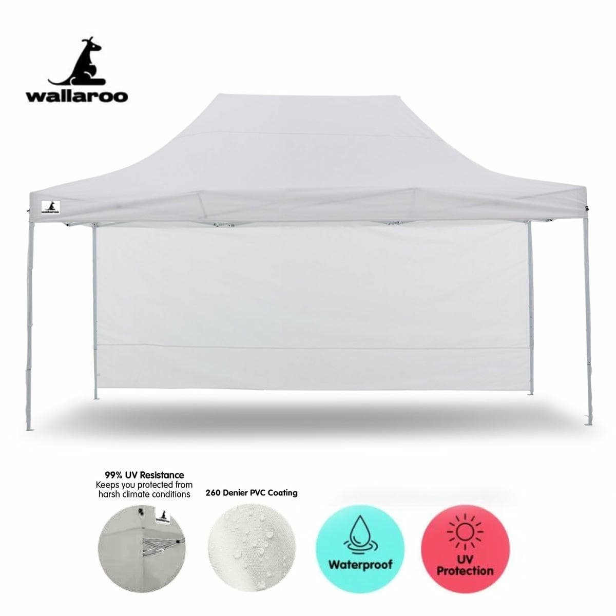 Wallaroo Gazebo Tent Marquee 3x4.5m PopUp Outdoor White - V240-GAZ-POP-3X45-WH Wallaroo Gazebo Tent Marquee 3x4.5m PopUp Outdoor White - Image 3