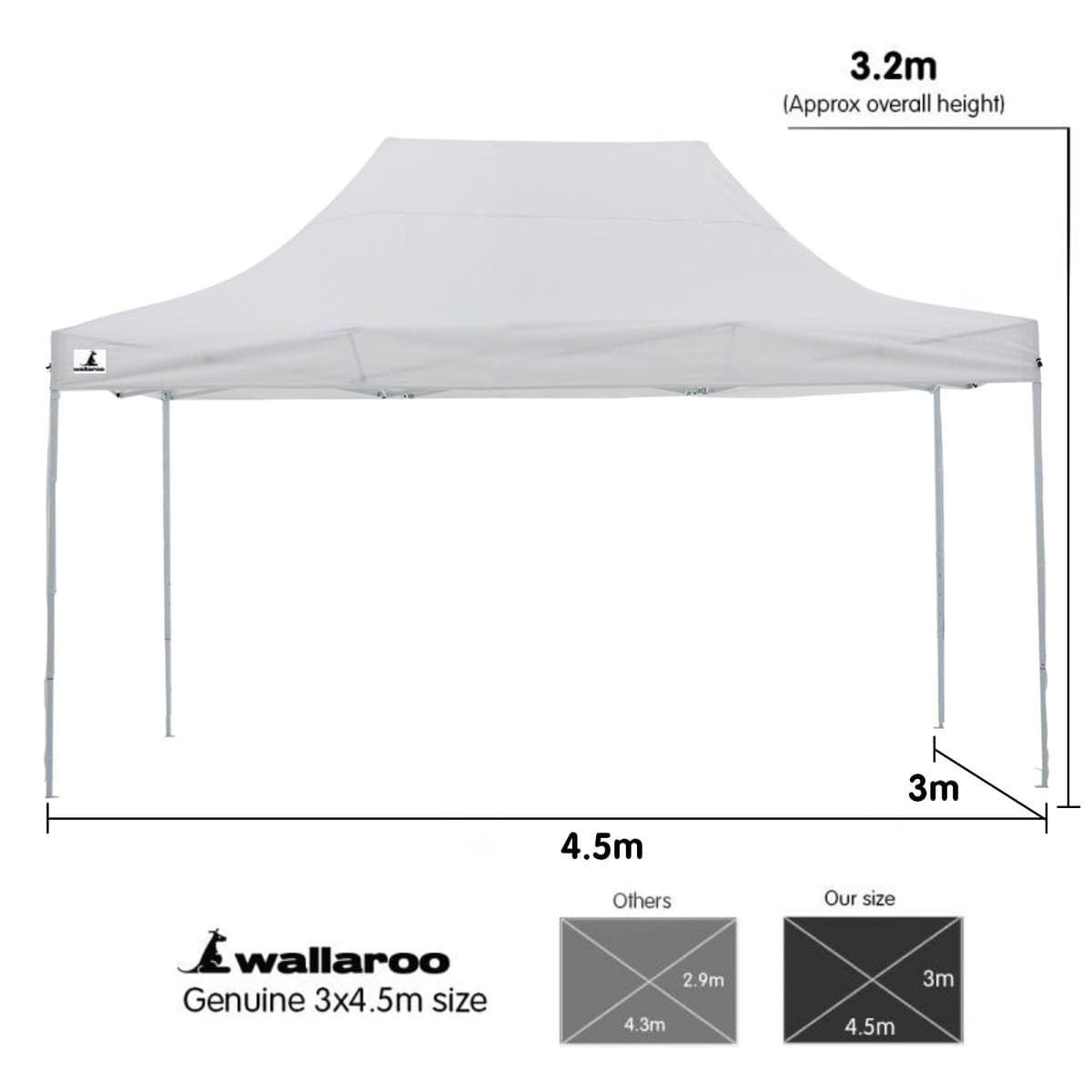 Wallaroo Gazebo Tent Marquee 3x4.5m PopUp Outdoor White - V240-GAZ-POP-3X45-WH Wallaroo Gazebo Tent Marquee 3x4.5m PopUp Outdoor White - Image 7