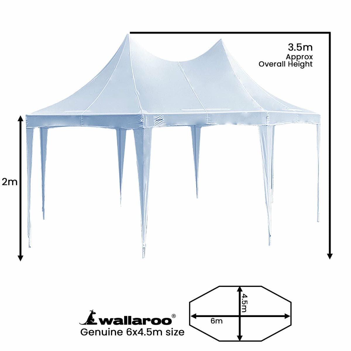 Wallaroo 6x4.5m Wedding Gazebo Marquee with Sidewalls - V240-GAZ-WED-6X45-WH Wallaroo 6x4.5m Wedding Gazebo Marquee with Sidewalls - Image 2