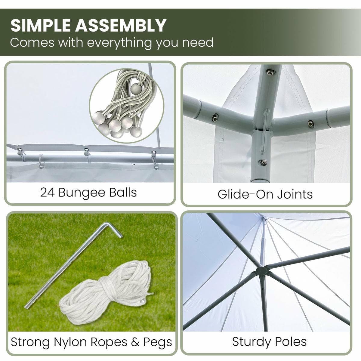 Wallaroo 6x4.5m Wedding Gazebo Marquee with Sidewalls - V240-GAZ-WED-6X45-WH Wallaroo 6x4.5m Wedding Gazebo Marquee with Sidewalls - Image 10