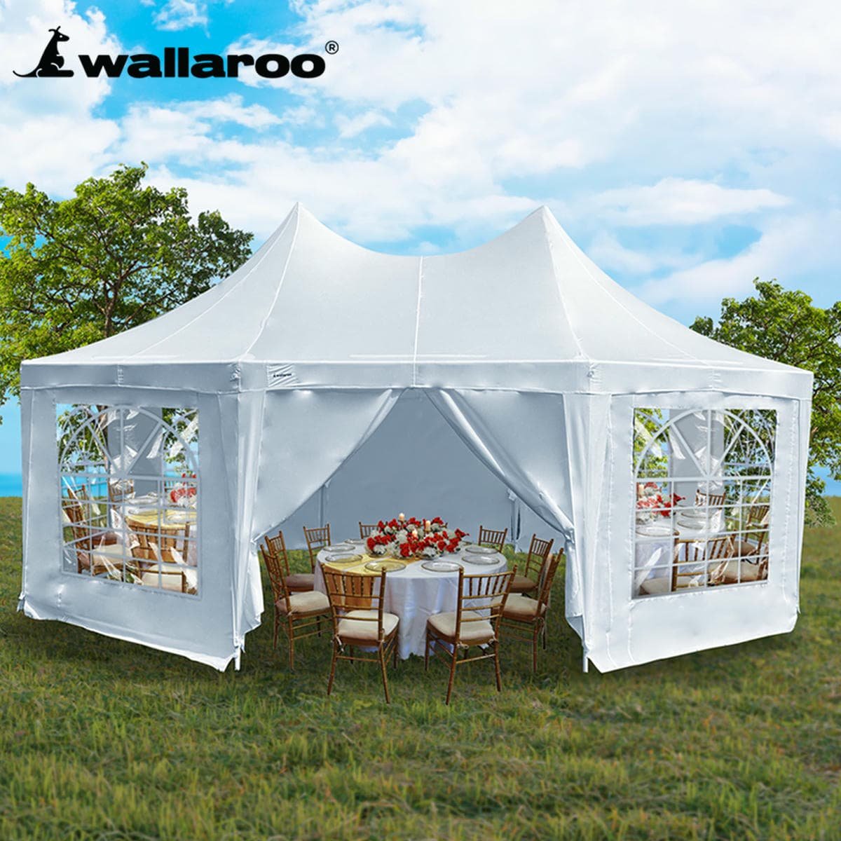 Wallaroo 6x4.5m Wedding Gazebo Marquee with Sidewalls - V240-GAZ-WED-6X45-WH Wallaroo 6x4.5m Wedding Gazebo Marquee with Sidewalls - Image 12