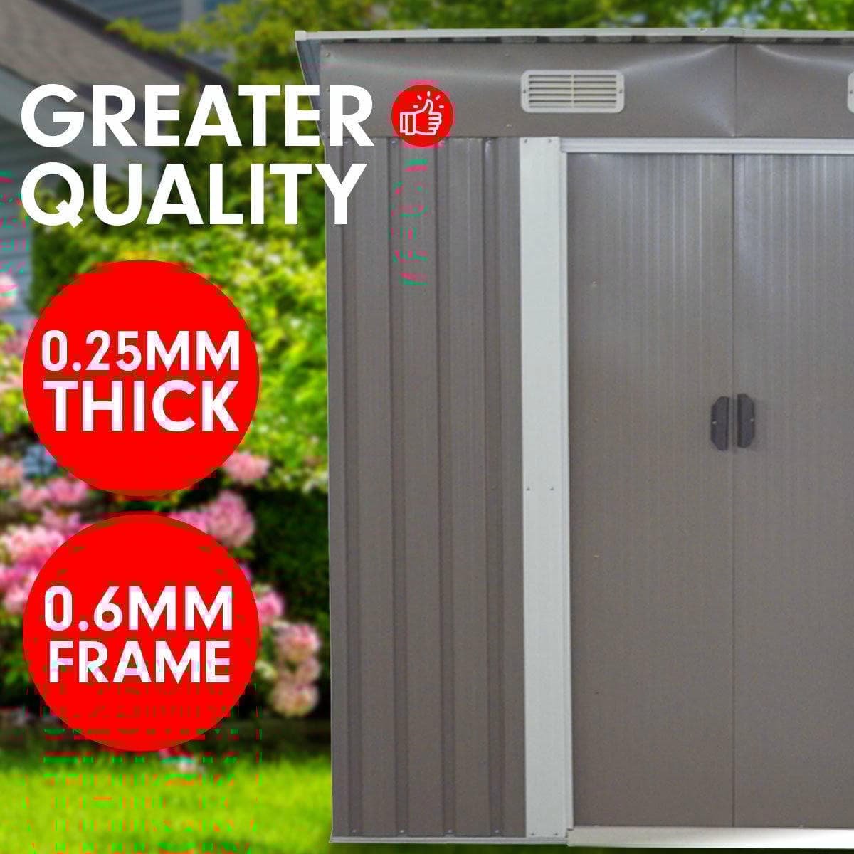 Wallaroo 4ft x 8ft Garden Shed with Base Flat Roof Outdoor Storage - Grey - V240-GSF-BSW-48B-GY Wallaroo 4ft x 8ft Garden Shed with Base Flat Roof Outdoor Storage - Grey - Image 6