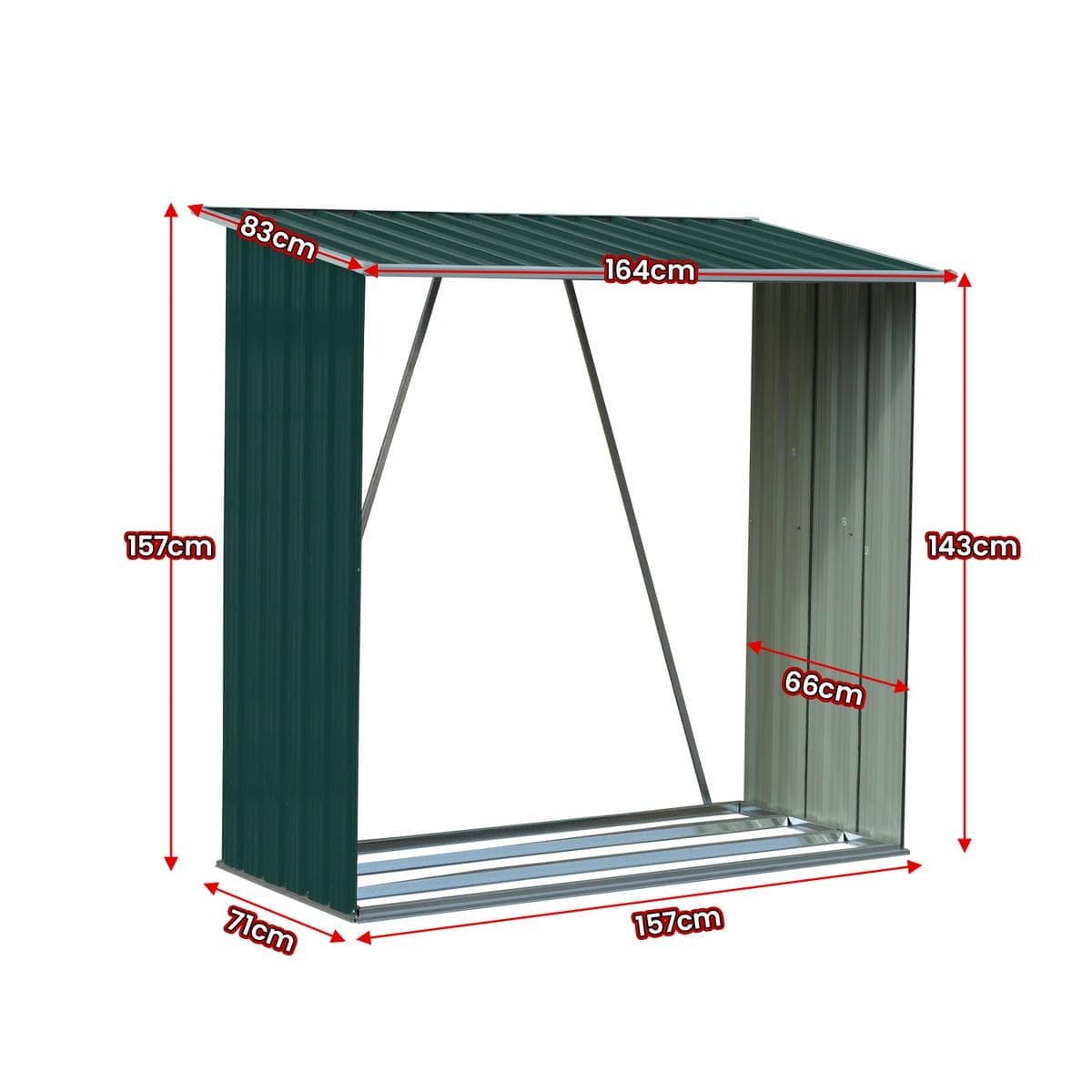 Wallaroo Wood Storage Shed Galvanized Steel - Green - V240-GSF-BSW-WSS-GN Wallaroo Wood Storage Shed Galvanized Steel - Green - Image 2