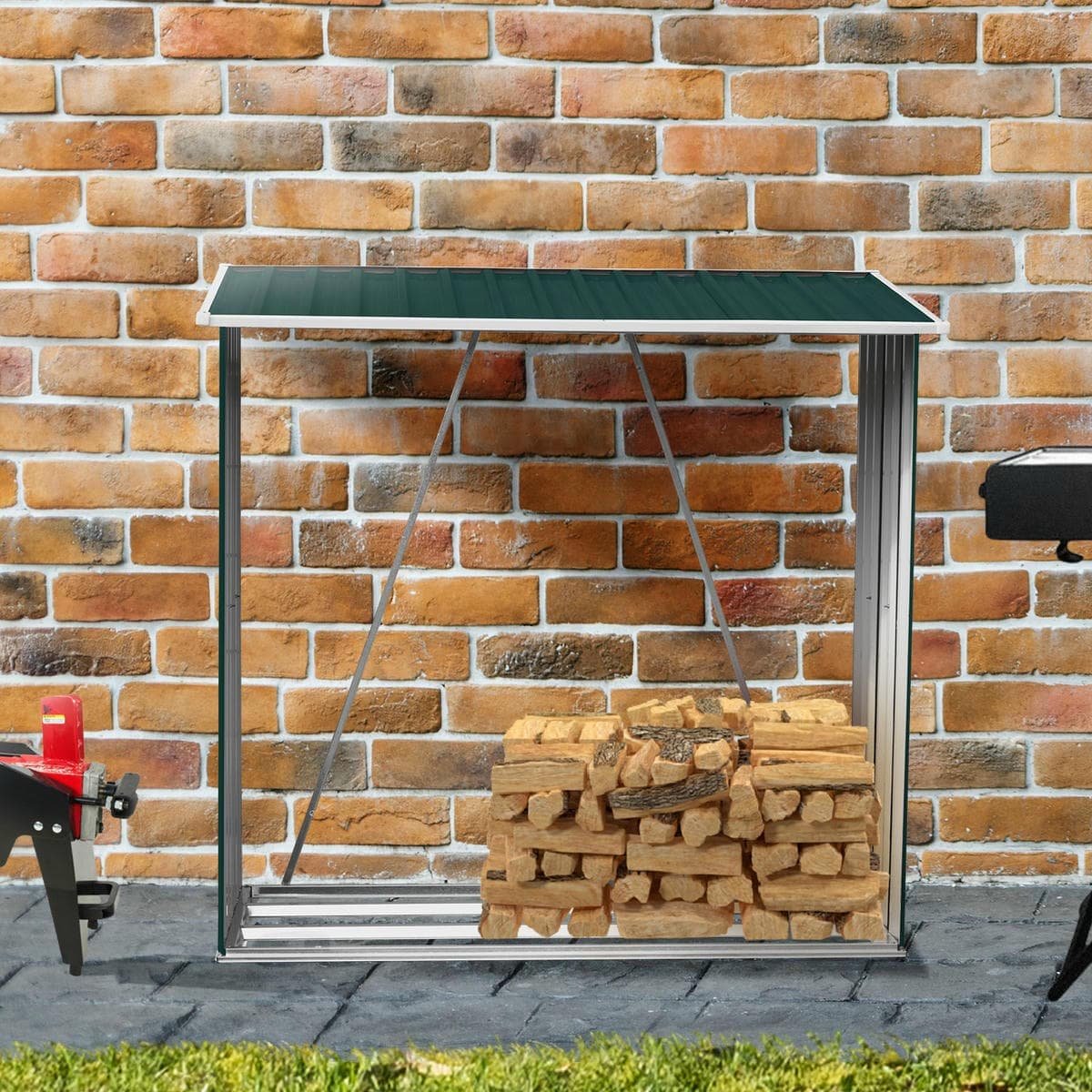 Wallaroo Wood Storage Shed Galvanized Steel - Green - V240-GSF-BSW-WSS-GN Wallaroo Wood Storage Shed Galvanized Steel - Green - Image 7