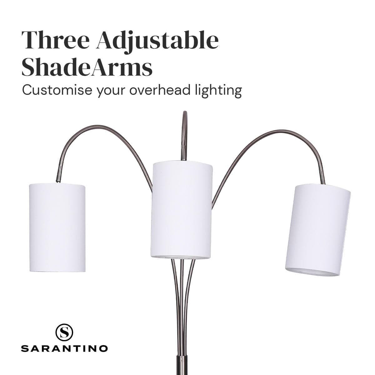 Sarantino 3-Light Metal Arc Floor Lamp - Nickel & Marble Finish - V240-LMP-MLM-50750 Sarantino 3-Light Metal Arc Floor Lamp - Nickel & Marble Finish - Image 5