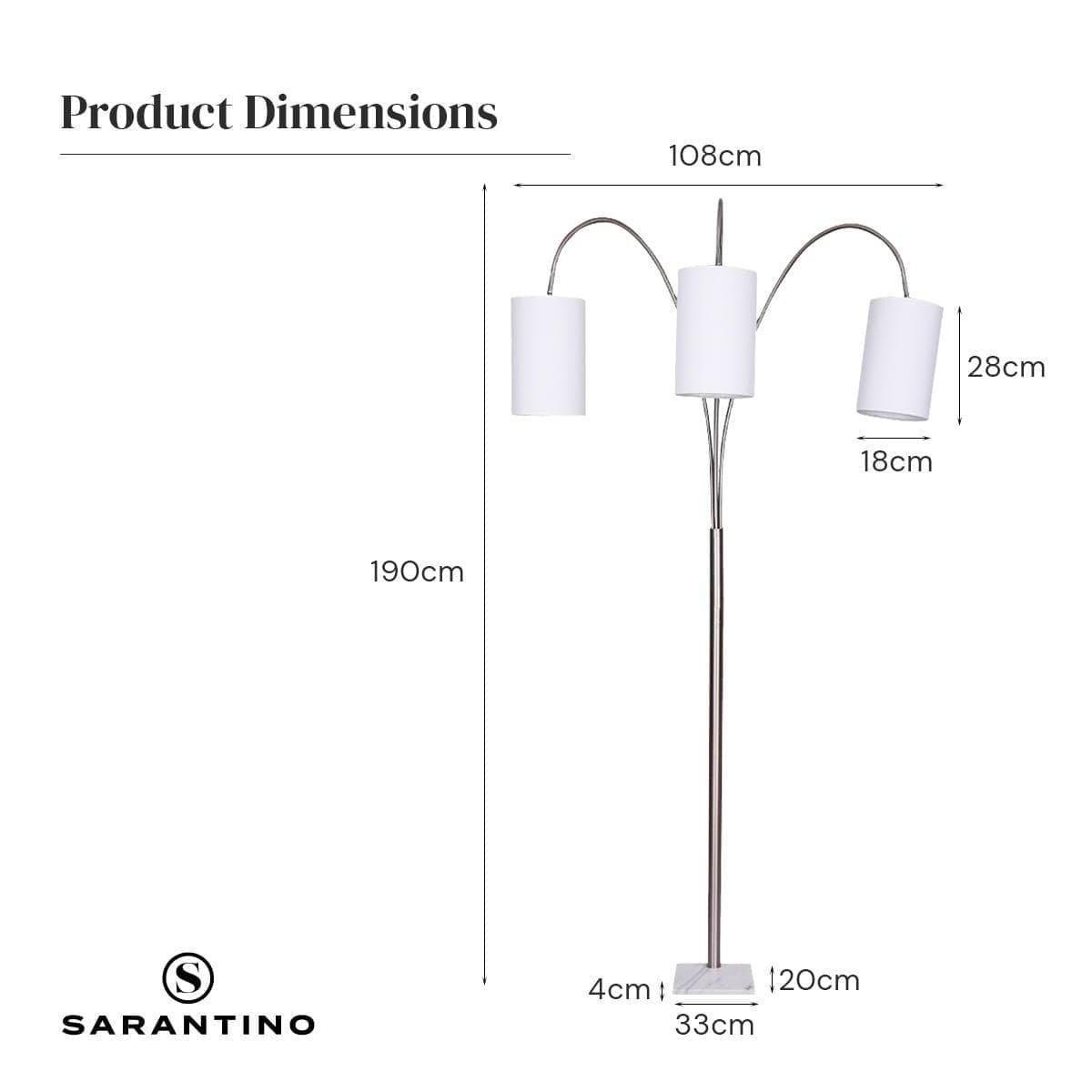 Sarantino 3-Light Metal Arc Floor Lamp - Nickel & Marble Finish - V240-LMP-MLM-50750 Sarantino 3-Light Metal Arc Floor Lamp - Nickel & Marble Finish - Image 8
