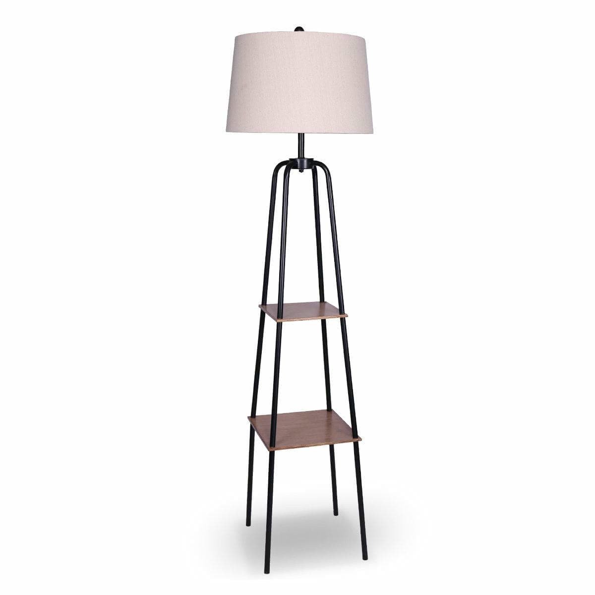 Sarantino Metal Etagere Floor Lamp Shade Metal Shelf in Wood Finish - V240-LMP-MLM-523 Sarantino Metal Etagere Floor Lamp Shade Metal Shelf in Wood Finish