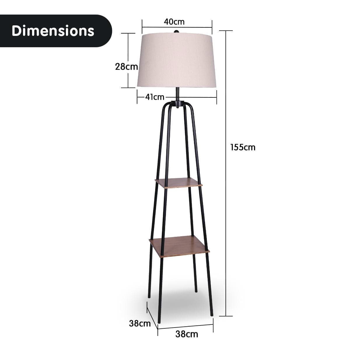 Sarantino Metal Etagere Floor Lamp Shade Metal Shelf in Wood Finish - V240-LMP-MLM-523 Sarantino Metal Etagere Floor Lamp Shade Metal Shelf in Wood Finish - Image 2