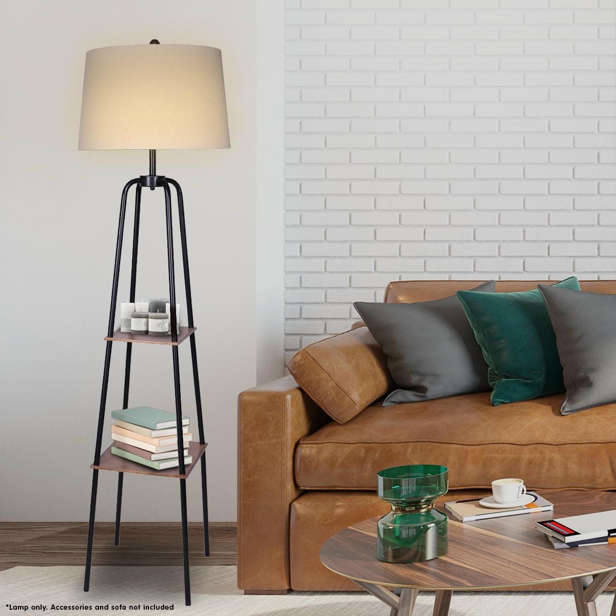 Sarantino Metal Etagere Floor Lamp Shade Metal Shelf in Wood Finish - V240-LMP-MLM-523 Sarantino Metal Etagere Floor Lamp Shade Metal Shelf in Wood Finish - Image 5