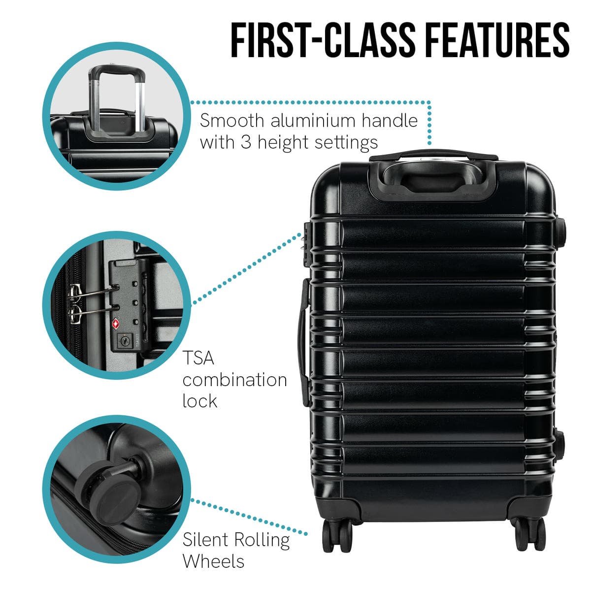Olympus Noctis Suitcase 28in Hard Shell ABS+PC - Stygian Black - V240-LUG-03D-28-BK Olympus Noctis Suitcase 28in Hard Shell ABS+PC - Stygian Black - Image 4