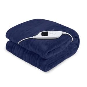 Laura Hill Electric Heated Blanket Throw Soft Coral Fleece w/ 9 Heat Settings - Blue