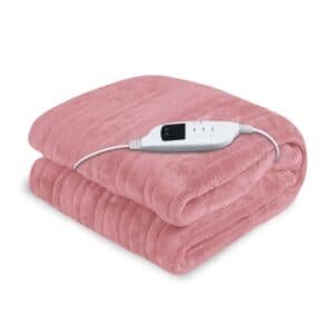 Laura Hill Electric Heated Blanket Throw Soft Coral Fleece w/ 9 Heat Settings - Pink
