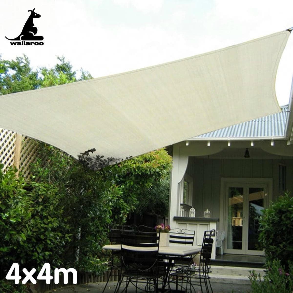 Wallaroo Waterproof Outdoor Shade Sail Canopy Sun Cloth Square 4x4M - V240-WPSS-4X4-160 Wallaroo Waterproof Outdoor Shade Sail Canopy Sun Cloth Square 4x4M - Image 5