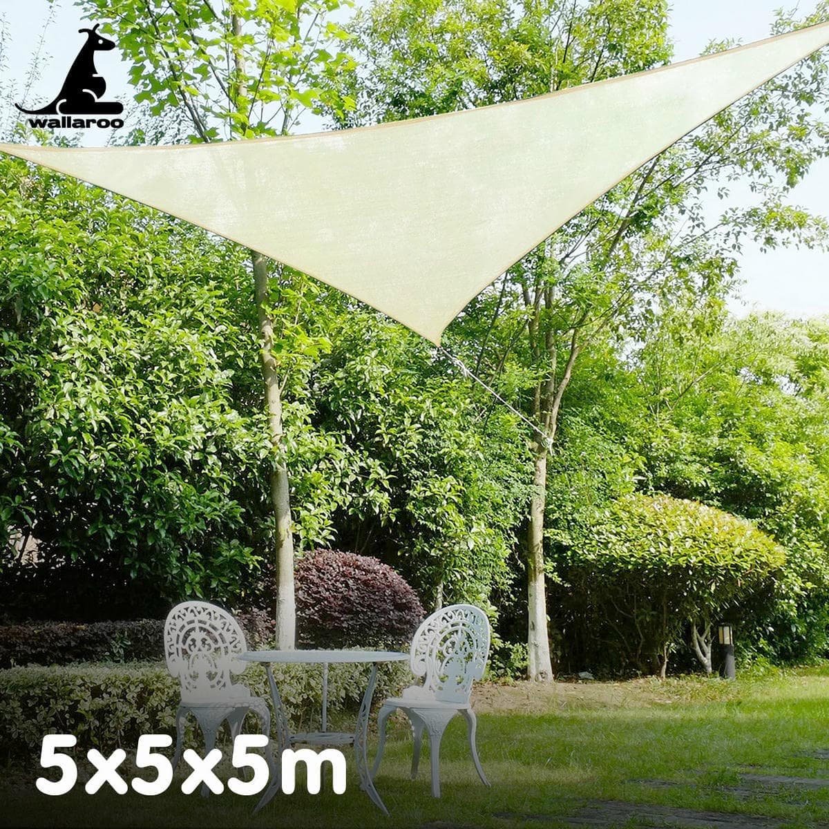 Wallaroo Waterproof 160GSM Outdoor Sun Shade Sail Canopy 5m Triangle - V240-WPSS-555 V240 WPSS 555 202505071221 04