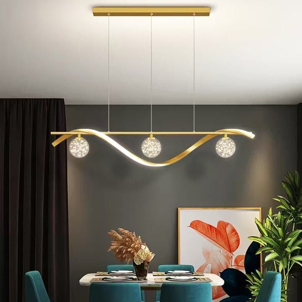 Luxury Hand Blown Glass LED Pendant Light 100cm Adjustable 3 Color Dimmable Remote Control for Dining Bar Living Room - V255-A037-GOLD V255 A037 GOLD 218484 04