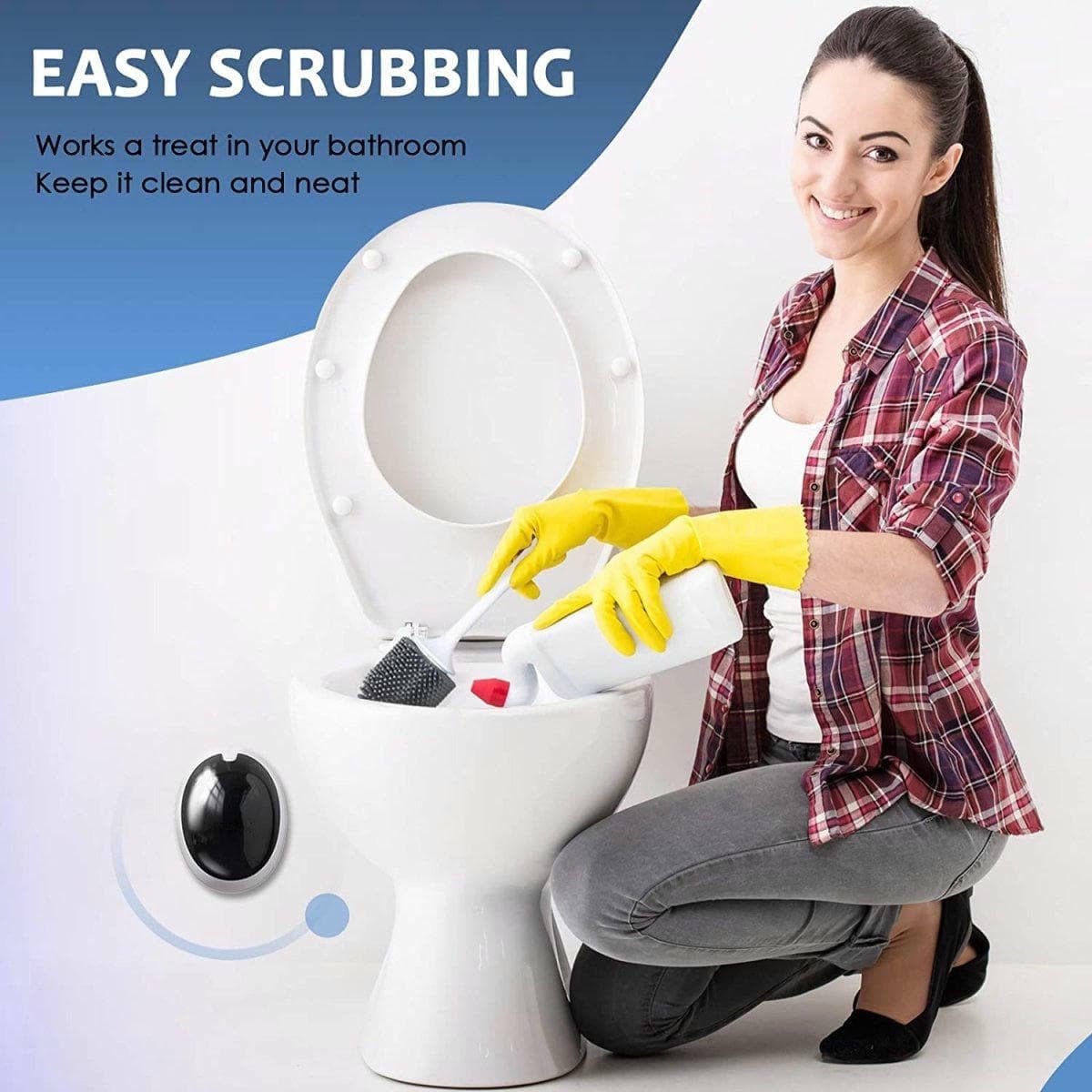 Ecoco Silicone Water Drop Toilet Brush Holder Set Wall-Mounted Cleaning Brush Tool Grey - V255-E2023-G Ecoco Silicone Water Drop Toilet Brush Holder Set Wall-Mounted Cleaning Brush Tool Grey - Image 3