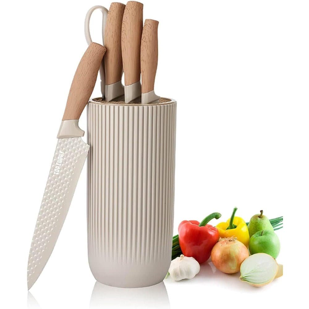 6-Piece Kitchen Knife Set Non-Stick Stainless Steel Blades with Universal Knife Block - V255-KNIFE6PCS-K V255 KNIFE6PCS K 186583 04
