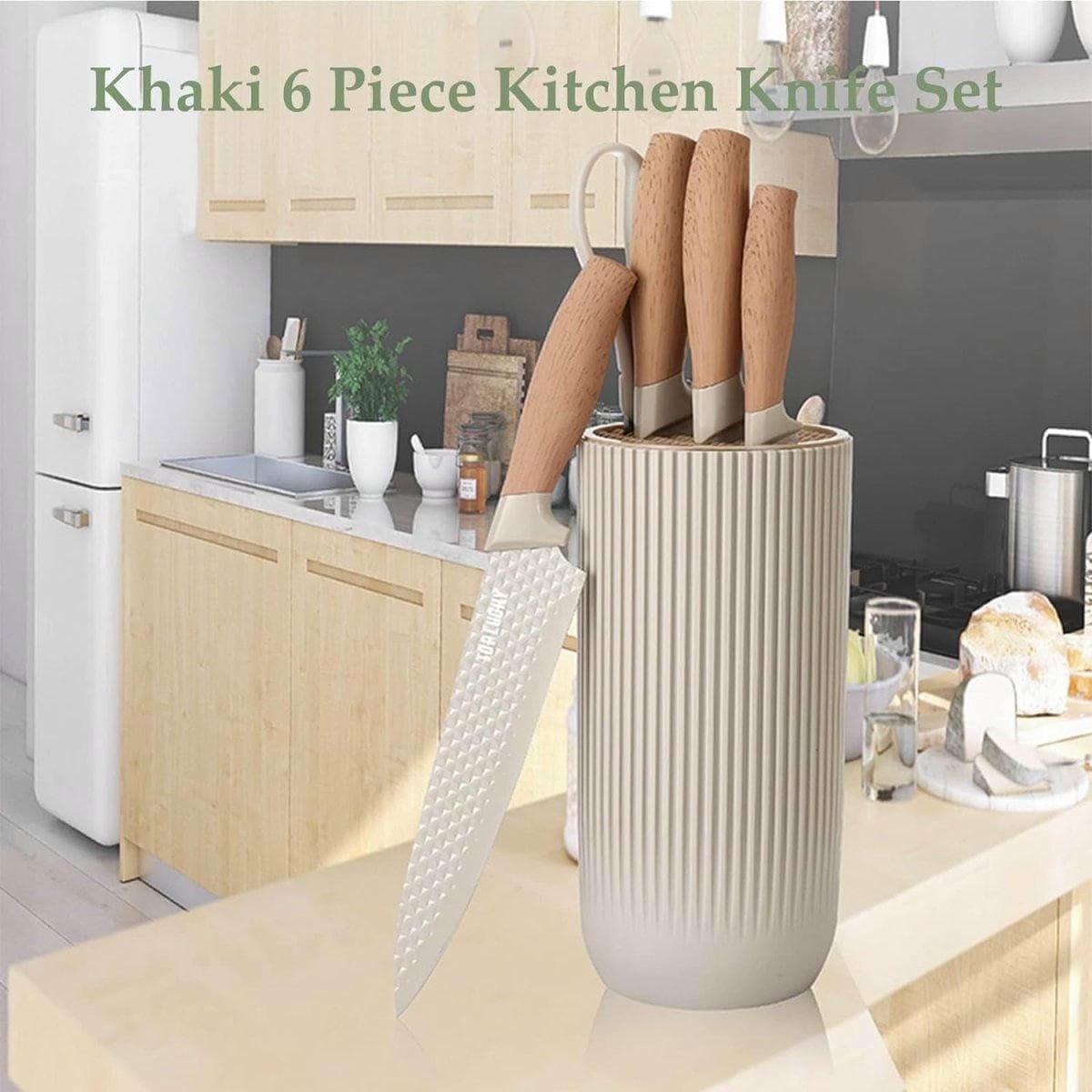 6-Piece Kitchen Knife Set Non-Stick Stainless Steel Blades with Universal Knife Block - V255-KNIFE6PCS-K V255 KNIFE6PCS K 186583 08