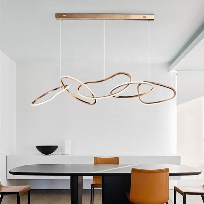 Nordic Minimalist Rose Gold LED Pendant Light Adjustable Modern Ring Chandelier 120cm - V255-L-24126-120 V255 L 24126 120 197141 02