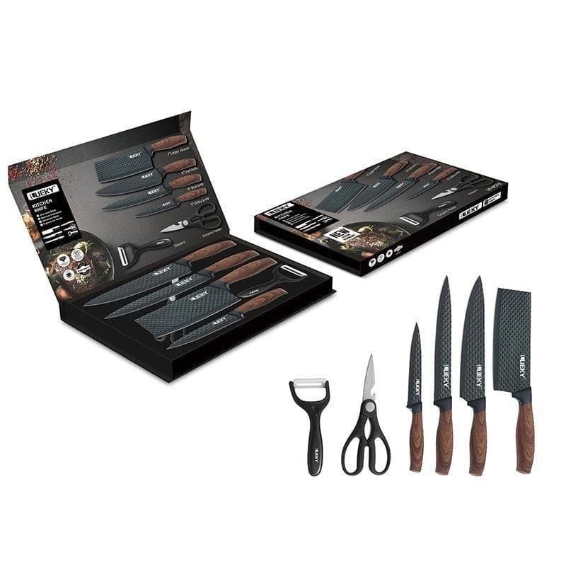 6 pieces Kitchen Knife Set Everich Chef Knives Stainless Steel Nonstick Scissor - V255-LK-012 6 pieces Kitchen Knife Set Everich Chef Knives Stainless Steel Nonstick Scissor