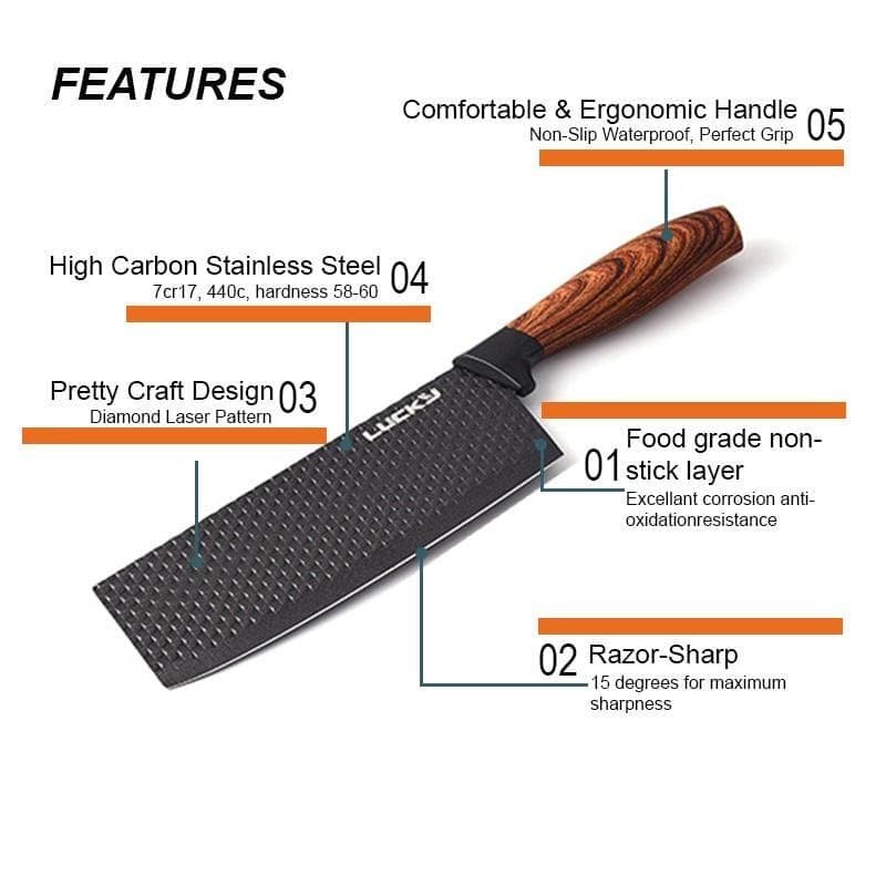 6 pieces Kitchen Knife Set Everich Chef Knives Stainless Steel Nonstick Scissor - V255-LK-012 6 pieces Kitchen Knife Set Everich Chef Knives Stainless Steel Nonstick Scissor - Image 5